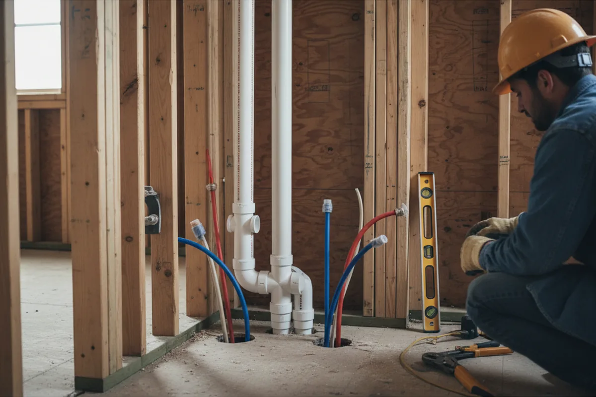 Drain and supply rough-in during Leak Detection in Berkey